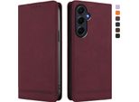 Custodia Per Samsung Galaxy A55, Custodia Retro In Finto Cuoio Flip Con Supporto E Slot Per Carte Di Credito Rosso