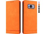 Custodia Per Samsung Galaxy S8 Plus, Custodia Retro In Finto Cuoio Con Supporto E Slot Per Carte Di Credito Arancione
