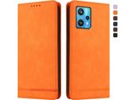 Custodia Per Realme 9 4G/Realme 9 Pro+ 5G, Custodia Retro In Finto Cuoio Flip Con Supporto E Slot Per Carte Arancione