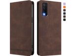 Custodia Per Vivo Y20, Custodia Retro In Finto Cuoio Con Supporto E Slot Per Carte Di Credito Marrone