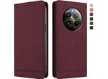 Custodia Per Realme 13 4G, Custodia Retro In Finto Cuoio Con Supporto E Slot Per Carte Di Credito Rosso