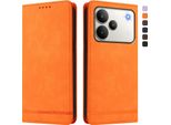 Custodia Per Realme P4, Custodia Retro In Finto Cuoio Flip Con Supporto E Slot Per Carte Di Credito Arancione