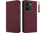 Custodia Per Realme P3 Ultra, Custodia Retro In Finto Cuoio Con Supporto E Slot Per Carte Di Credito Rosso