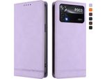 Custodia Per Xiaomi Poco X4 Pro 5G, Retro Custodia In Finto Cuoio Flip Con Supporto E Slot Per Carte Purple
