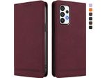 Custodia Per Samsung Galaxy A72, Custodia Retro In Finto Cuoio Flip Con Supporto E Slot Per Carte Di Credito Rosso