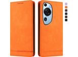Custodia Per Huawei P60 Art, Custodia Retro In Finto Cuoio Con Supporto E Slot Per Carte Di Credito Arancione