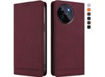 Custodia Per Realme 11 4G, Custodia Retro In Finto Cuoio Con Supporto E Slot Per Carte Di Credito Rosso