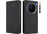 Custodia Per Vivo X200 Pro Mini, Custodia Retro In Finto Cuoio Con Supporto E Slot Per Carte Di Credito Nero