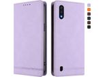 Custodia Per Samsung Galaxy A01, Custodia Retro In Finto Cuoio Flip Con Supporto E Slot Per Carte Purple