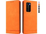 Custodia Per Huawei P40 Pro, Custodia Retro In Finto Cuoio Flip Con Supporto E Slot Per Schede Arancione