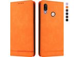 Custodia Per Huawei P20 Lite, Custodia Retro In Finto Cuoio Flip Con Supporto E Slot Per Schede Arancione