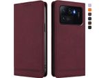 Custodia Per Xiaomi Mi 11 Ultra, Custodia Retro In Finto Cuoio Con Supporto E Slot Per Carte Di Credito Rosso