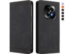 Custodia Per Realme C63 5G, Retro Custodia Flip In Finto Cuoio Con Supporto E Slot Per Carte Nero