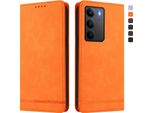 Custodia Per Realme C75 4G, Custodia Retro In Finto Cuoio Con Supporto E Slot Per Carte Di Credito Arancione