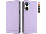 Custodia Per Realme 10 Pro 5G, Retro Custodia In Finto Cuoio Flip Con Supporto E Slot Per Carte Purple