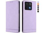 Custodia Per Xiaomi 14T Pro, Retro Custodia In Finto Cuoio Flip Con Supporto E Slot Per Carte Purple