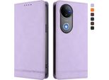 Custodia Per Vivo V50 5G, Custodia Retro In Finto Cuoio Flip Con Supporto E Slot Per Carte Di Credito Viola