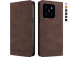 Custodia Per Xiaomi 14, Custodia Retro In Finto Cuoio Con Supporto E Slot Per Carte Di Credito Marrone