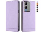 Custodia Per Vivo Y17S, Custodia Retro In Finto Cuoio Con Supporto E Slot Per Carte Purple