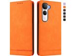 Custodia Per Vivo Y400, Custodia Retro In Finto Cuoio Flip Con Supporto E Slot Per Carte Di Credito Arancione