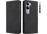 Custodia Per Vivo Y31 5G, Retro Custodia In Finto Cuoio Flip Con Supporto E Slot Per Carte Nero
