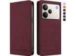Custodia Per Realme P4 Pro, Custodia Retro In Finto Cuoio Flip Con Supporto E Slot Per Carte Di Credito Rosso