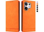 Custodia Per Vivo V60 5G, Custodia Retro In Finto Cuoio Flip Con Supporto E Slot Per Carte Orange