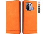 Custodia Per Xiaomi Mi 11 Pro, Custodia Retro In Finto Cuoio Flip Con Supporto E Slot Per Schede Arancione