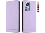 Custodia Per Xiaomi 12 Pro / 12S Pro, Retro Custodia In Finto Cuoio Flip Con Supporto E Slot Per Carte Purple