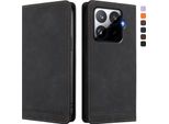 Custodia Per Xiaomi 15T Pro, Retro Custodia In Finto Cuoio Flip Con Supporto E Slot Per Schede Nero