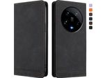 Custodia Per Xiaomi 14 Ultra, Retro Custodia In Finto Cuoio Flip Con Supporto E Slot Per Schede Nero