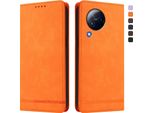 Custodia Per Xiaomi Civi 3, Custodia Retro In Finto Cuoio Con Supporto E Slot Per Carte Di Credito Arancione