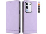Custodia Per Vivo Y29 4G, Custodia Retro In Finto Cuoio Flip Con Supporto E Slot Per Carte Di Credito Viola