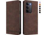 Custodia Per Realme C75 4G, Custodia Retro In Finto Cuoio Con Supporto E Slot Per Carte Di Credito Marrone