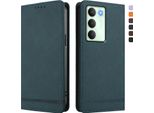 Custodia Per Realme14X/Realme C75 5G, Custodia Retro In Finto Cuoio Con Supporto E Slot Per Carte Verde