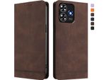 Custodia Per Zte Blade A73 4G, Retro Custodia In Finto Cuoio Flip Con Supporto E Slot Per Schede Marrone