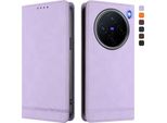 Custodia Per Vivo X200, Custodia Retro In Finto Cuoio Flip Con Supporto E Slot Per Carte Purple