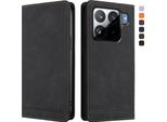 Custodia Per Xiaomi 15S Pro, Retro Custodia In Finto Cuoio Flip Con Supporto E Slot Per Schede Nero
