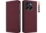 Custodia Per Zte Blade V70, Custodia Retro In Finto Cuoio Con Supporto E Slot Per Carte Rosso