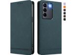 Custodia Per Vivo V27E, Custodia Retro In Finto Cuoio Flip Con Supporto E Slot Per Carte Di Credito Verde