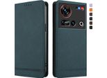 Custodia Per Zte Nubia Z70 Ultra/Z70S Ultra, Custodia Retro In Finto Cuoio Flip Con Supporto E Slot Per Carte Verde