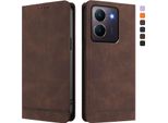 Custodia Per Vivo Y36 4G, Custodia Retro In Finto Cuoio Con Supporto E Slot Per Carte Di Credito Marrone