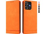 Custodia Per Zte Blade A73 4G, Custodia Retro In Finto Cuoio Con Supporto E Slot Per Schede Arancione