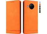 Custodia Per Xiaomi Mi 10T Lite, Retro Custodia In Finto Cuoio Flip Con Supporto E Slot Per Schede Arancione