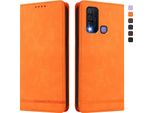 Custodia Per Vivo Y30 4G, Custodia Retro In Finto Cuoio Con Supporto E Slot Per Carte Di Credito Arancione