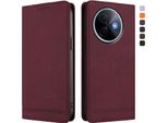 Custodia Per Vivo Y39 5G, Custodia Retro In Finto Cuoio Con Supporto E Slot Per Carte Di Credito Rosso