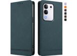 Custodia Per Vivo Y29 4G, Custodia Retro In Finto Cuoio Flip Con Supporto E Slot Per Carte Verde