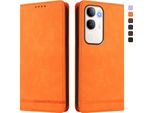 Custodia Per Vivo Y50 5G, Retro Custodia In Finto Cuoio Flip Con Supporto E Slot Per Carte Orange