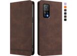 Custodia Per Xiaomi Mi 10T / Mi 10T Pro, Retro Custodia In Finto Cuoio Flip Con Supporto E Slot Per Schede Brown