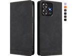 Custodia Per Zte Blade A73 4G, Retro Custodia Flip In Finto Cuoio Con Supporto E Slot Per Schede Nero